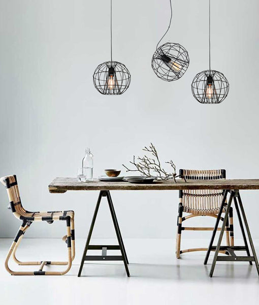 CLA Sentinel Modern Iron Round Cage Interior Pendant Matt Black / Matt White 220-240V - SENTINEL1, SENTINEL2 - CLA Lighting