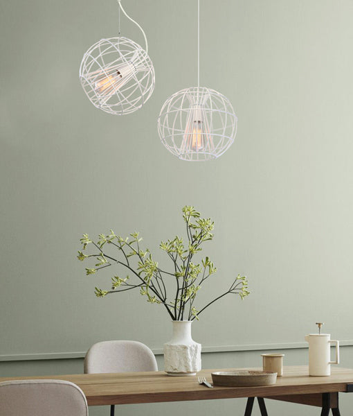 CLA Sentinel Modern Iron Round Cage Interior Pendant Matt Black / Matt White 220-240V - SENTINEL1, SENTINEL2 - CLA Lighting