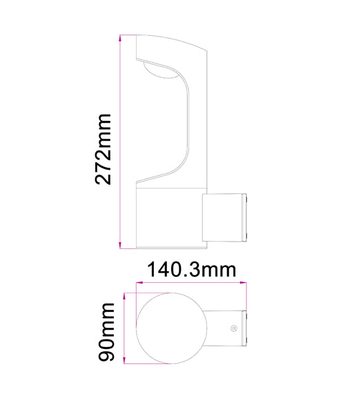 CLA SETH: Exterior Surface Mounted Wall Lights & LED Bollards 3000K Matt Black 9W 100-240V IP54 - SETH1, SETH2, SETH3, SETH4