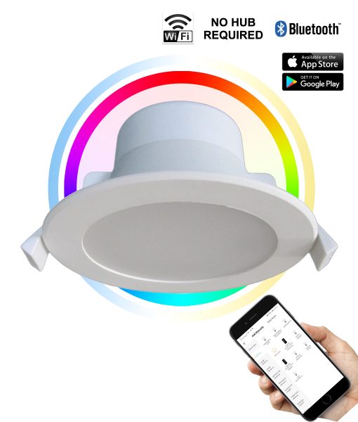 SMTNOVA1: LED Smart White Round Dimmable Tri-CCT+RGB Downlight - Eco Smart Lighting