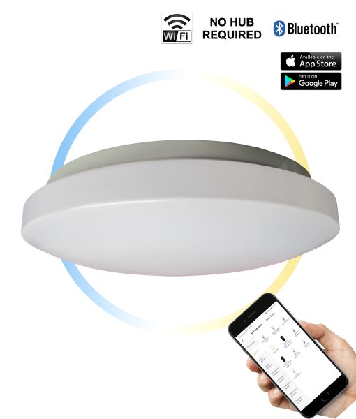 SMTOYS1: LED Smart White Round Dimmable Tri-CCT Oyster Light - Eco Smart Lighting