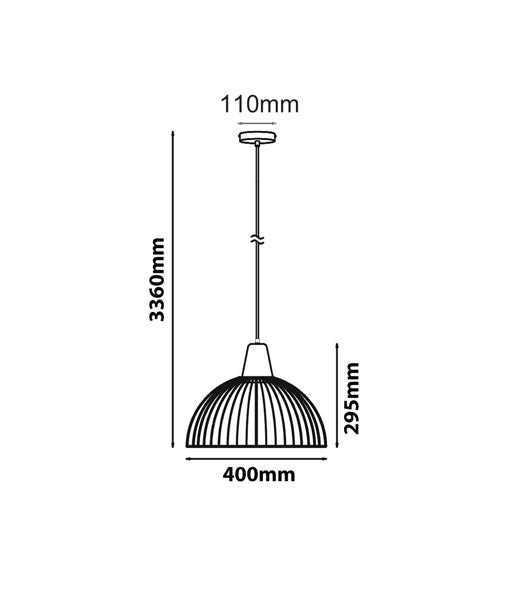 CLA STRAND: Iron and Wood Dome Cage Interior Pendant Black / White 220-240V IP20 - STRAND1, STRAND2