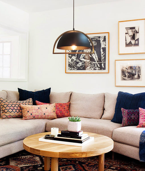 CLA SWING: Oblong / Dome / Ellipse Wood Frame Interior Pendant Matt Black / Matt White 220-240V - SWING1, SWING2, SWING3, SWING4, SWING5, SWING6 -CLA Lighting