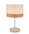 TAMBURA09TL: Interior table lamps. ES (Max 72W Hal) Medium RND (White Cloth Shade with Blonde Wood Trim) OD300mm x H470mm. CLA
