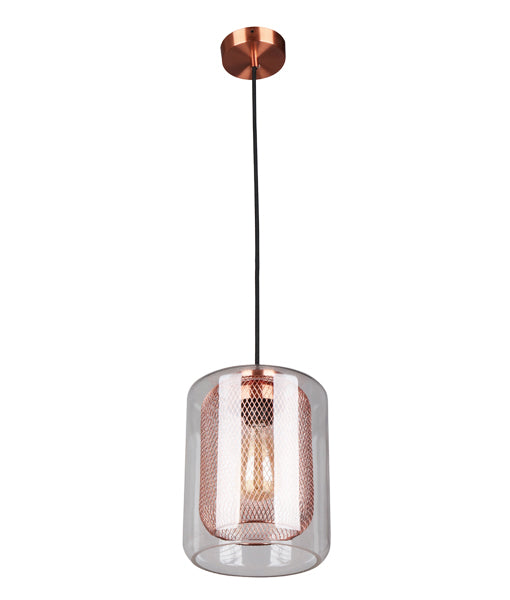 
CLA TONO: Mesh Internal and Clear Glass Oblong Interior Pendant Black/ Copper/ Brass 220-240V - TONO1, TONO2, TONO3
