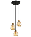 CLA TULIP1: Wine Glass Ribbed Interior Pendant Bronze Amber 220-240V - TULIP1, TULIP1X3R, TULIP1X3S - CLA Lighting