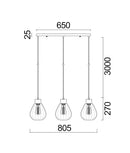 CLA TULIP2: Wine Glass Ribbed Interior Pendant Black Smoke 220-240V - TULIP2, TULIP2X3R, TULIP2X3S - CLA Lighting