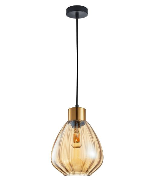 CLA TULIP1: Wine Glass Ribbed Interior Pendant Bronze Amber 220-240V - TULIP1, TULIP1X3R, TULIP1X3S - CLA Lighting