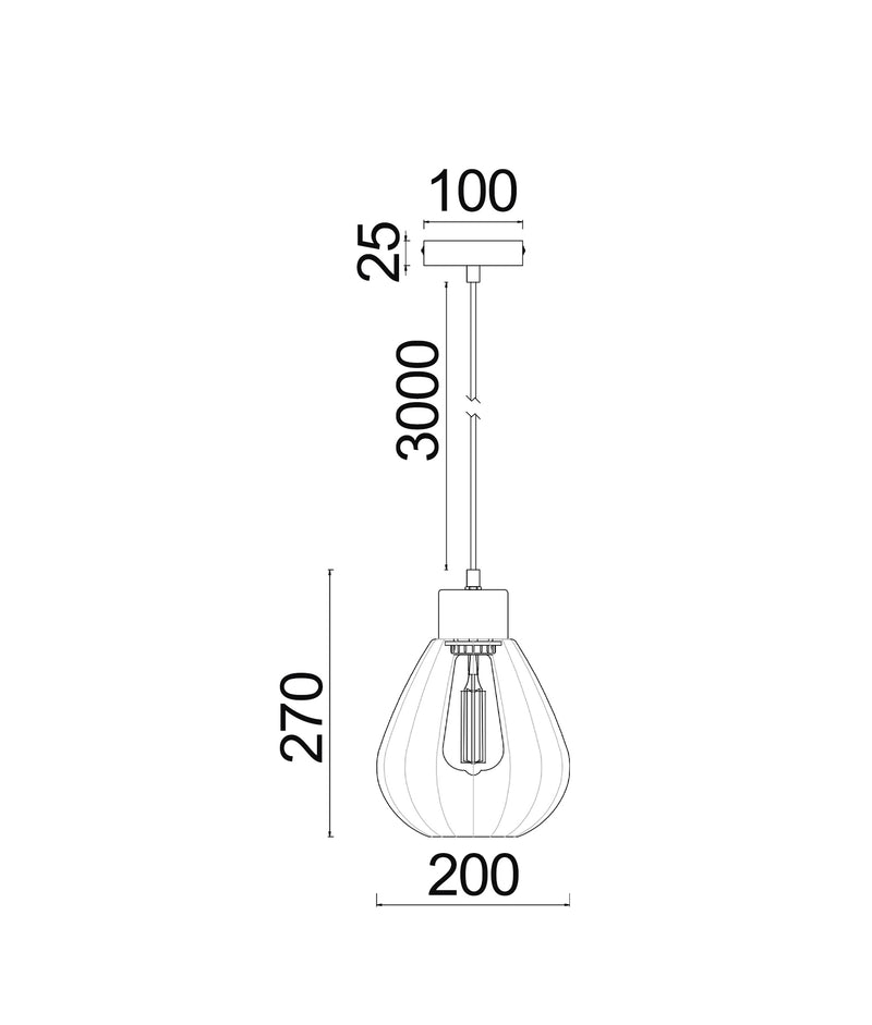 CLA TULIP2: Wine Glass Ribbed Interior Pendant Black Smoke 220-240V - TULIP2, TULIP2X3R, TULIP2X3S - CLA Lighting