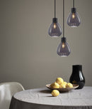 CLA TULIP2: Wine Glass Ribbed Interior Pendant Black Smoke 220-240V - TULIP2, TULIP2X3R, TULIP2X3S - CLA Lighting