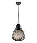 CLA TULIP2: Wine Glass Ribbed Interior Pendant Black Smoke 220-240V - TULIP2, TULIP2X3R, TULIP2X3S - CLA Lighting