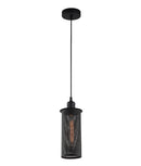 CLA VENETO: Industrial Aged Decorative Single Interior Pendant Black Mesh 220-240V - VENETO1BK, VENETO1X3BK - CLA Lighting