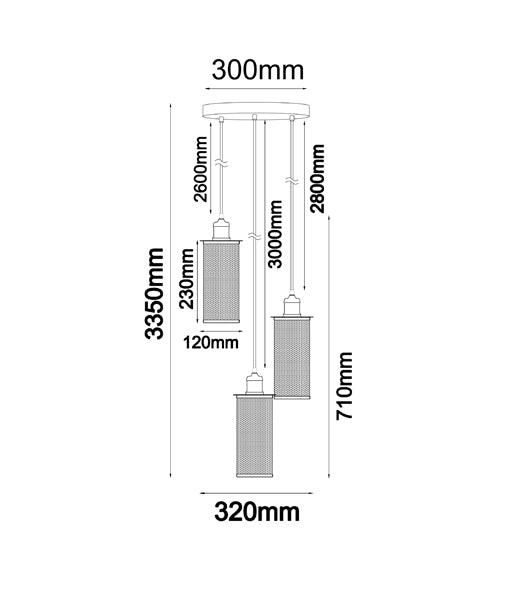 CLA VENETO: Industrial Aged Decorative Single Interior Pendant Black Mesh 220-240V - VENETO1BK, VENETO1X3BK - CLA Lighting