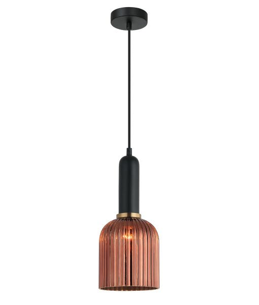 CLA VINTAJ: Ellipse Ribbed Glass Interior Pendant Copper/ Chrome/ Clear/ Smoke/ Green/ Amber 220-240V - VINTAJ7, VINTAJ8, VINTAJ9, VINTAJ10, VINTAJ11, VINTAJ12