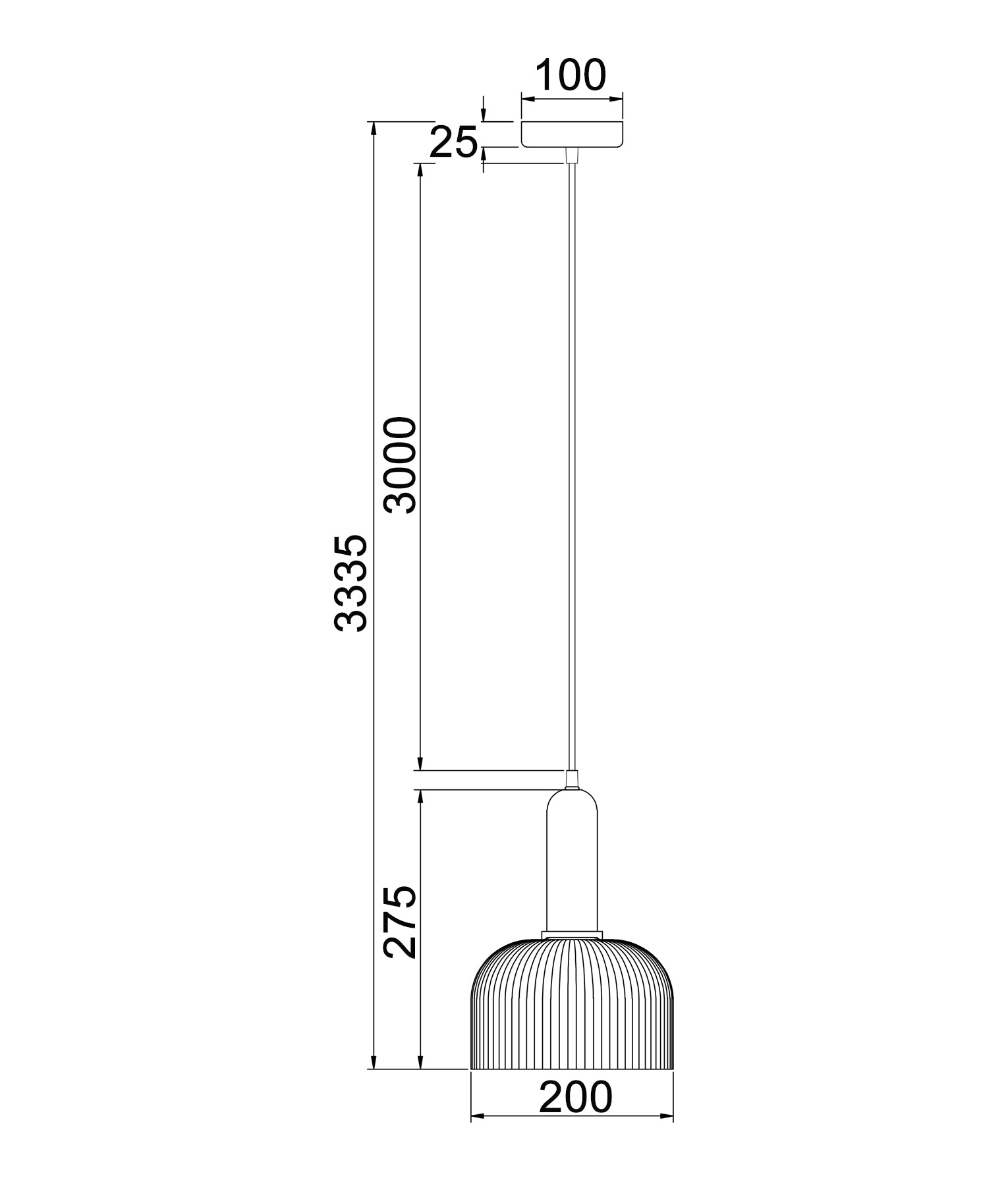 CLA VINTAJ: Dome Ribbed Glass Interior Pendant Smoke/ Green/ Amber/ Copper/ Chrome/ Clear 220-240V - VINTAJ13, VINTAJ14, VINTAJ15, VINTAJ16, VINTAJ17, VINTAJ18
