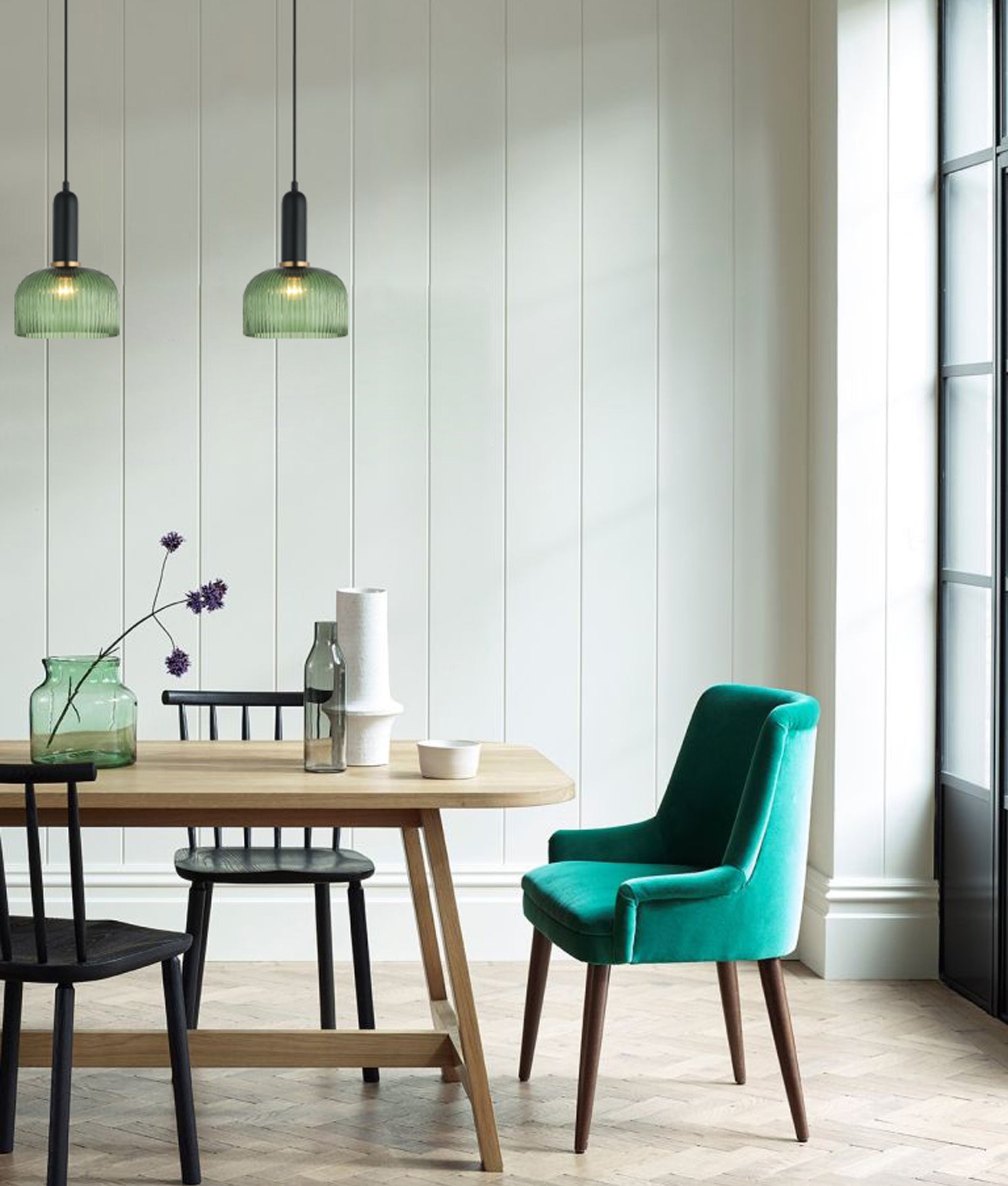 CLA VINTAJ: Dome Ribbed Glass Interior Pendant Smoke/ Green/ Amber/ Copper/ Chrome/ Clear 220-240V - VINTAJ13, VINTAJ14, VINTAJ15, VINTAJ16, VINTAJ17, VINTAJ18