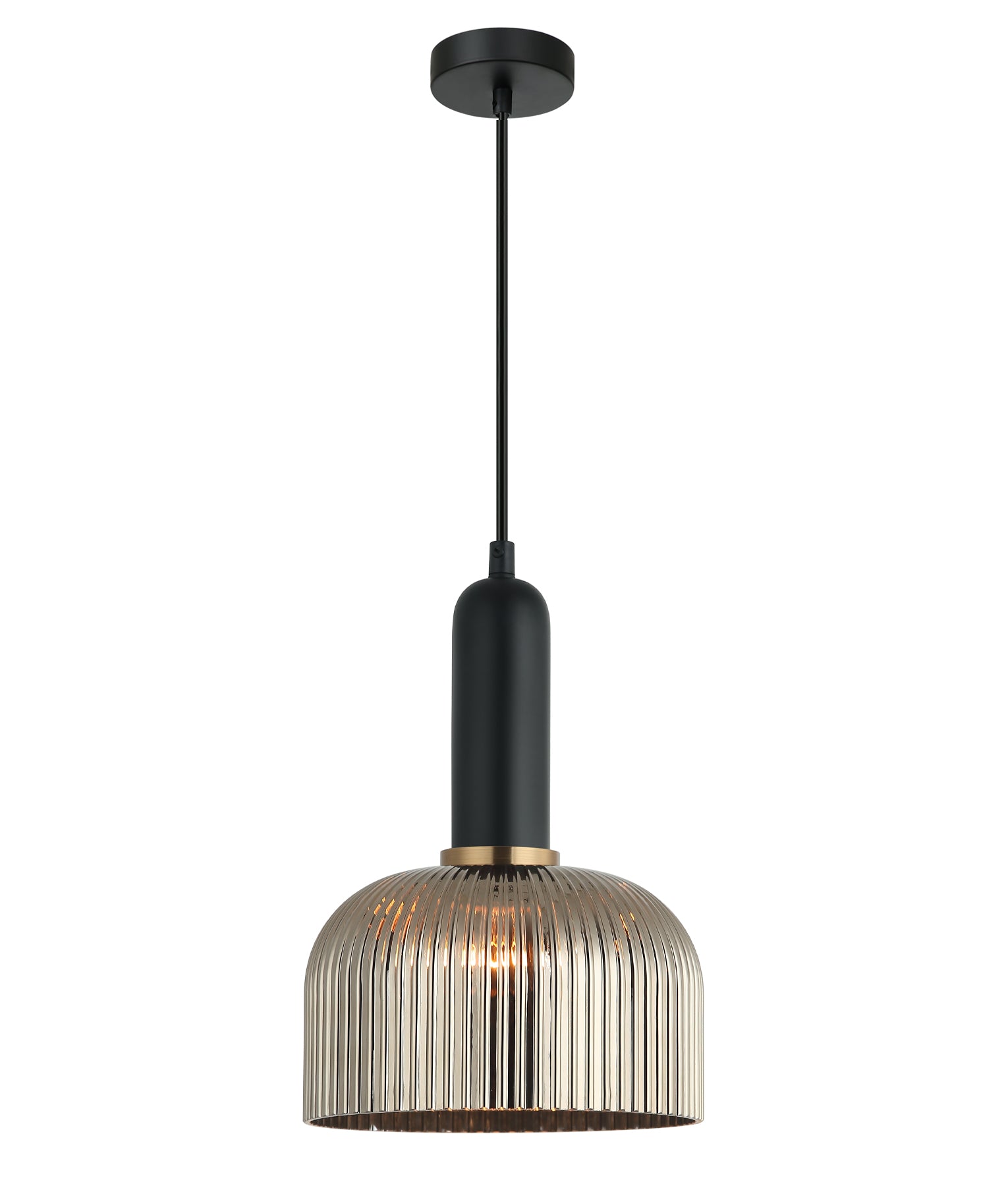 CLA VINTAJ: Dome Ribbed Glass Interior Pendant Smoke/ Green/ Amber/ Copper/ Chrome/ Clear 220-240V - VINTAJ13, VINTAJ14, VINTAJ15, VINTAJ16, VINTAJ17, VINTAJ18
