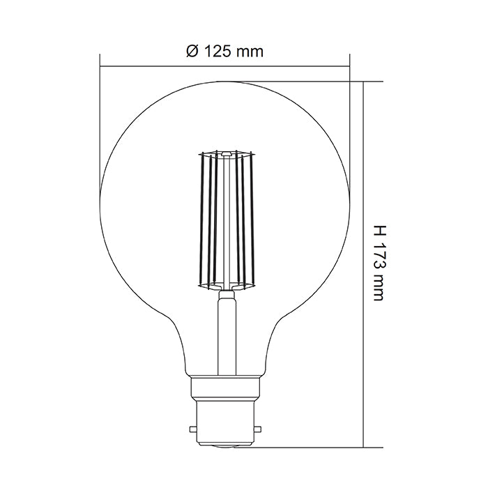 SAL Spherical LG125 Lamps and Globes 2700K 5000K Clear 8W 240V IP20 - LG125 - SAL Lighting