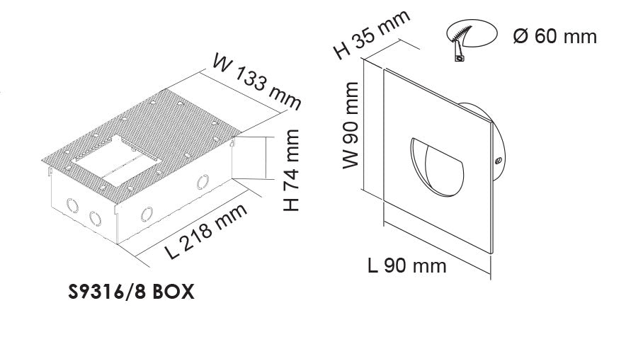 SAL DARHAM SQUARE Interior Wall Light 3000K White / Anodized Silver 1.5W 12V IP20 - S9316 WH, S9316 ALU